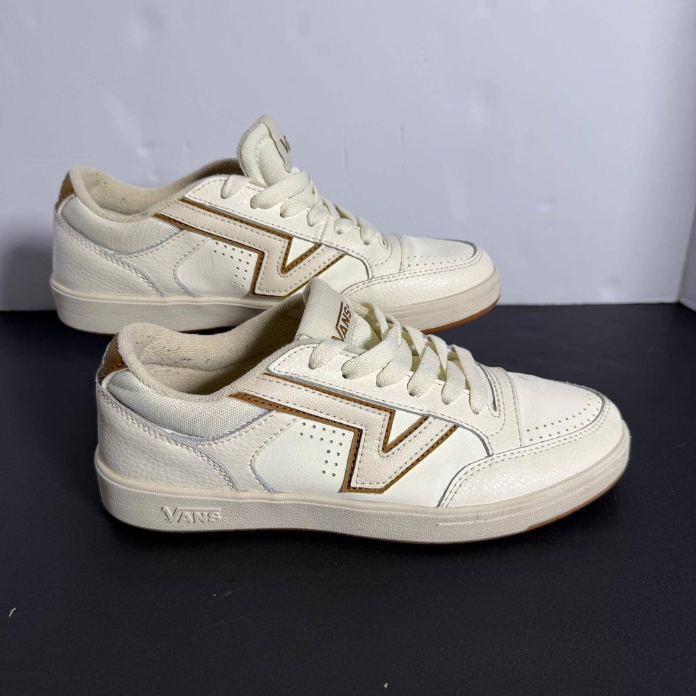 Vans Lowland CC ComfyCush Marshmallow Tan Leather Skate Shoes Mens 7 Women 8.5